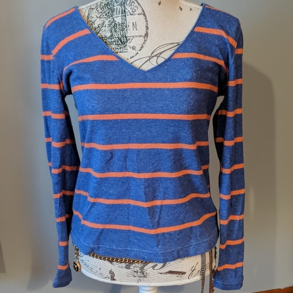 BDG Tops - Blue and orange stripe top